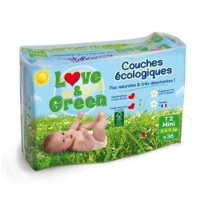 Love & Green Couches Anti-Irritation T2 3-5kg 36 couches