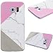 Produktbild GrandEver Samsung Galaxy S6 Edge Hartschale Marmor Hülle Hardcase Rosa Weiß Grau Stein Malerei Muster Schutzhülle Spleiß Stil Naht Farben Handyhülle Hartcase Hartplastik Design Tasche Schutz Etui Protective Smart Cover Telefonkasten Schlank Dünn Abdeckung Hard Backcover