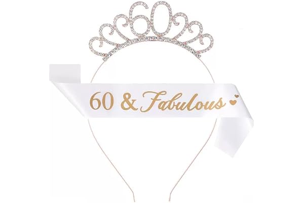 MHDAMAI Födelsedagskristall tiara, födelsedagskrona skärp 60 år födelsedag krona diadem tiara för kvinnor födelsedagspresent festfavorit födelsedagsdekoration tillbehör