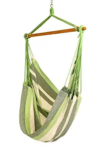 Hangit South American XL Canvas Swing Chair, Patio Swings Jhula, Comfortable Outdoor Swings with Wooden Spreaderbar