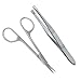 TWEEZERS AND EYEBROWS SCISSORS SET HAIR BEAUTY SQUARE TIP EDGE STAINLESS STEEL Fusion (TM)