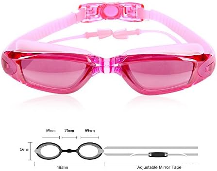 Swimming Goggles No Leaking Anti Fog UV Protection Triathlon Swim Goggles with Free Protection Case for Adult Men Women Youth Kids Child - Color (Red)