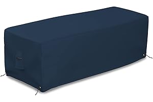 Covers & all Outdoor Rectangular Fire Pit Cover, Rectangle Heavy Duty18 Oz Waterproof UV & Weather Resistant, for Patio Lawn Garden Outside, Air Vents & Drawstrings (81L X 56W X 43H cm, Blue)