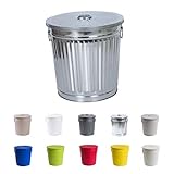 mülleimer metall außen Größe: ca. Ø 21,5 cm oben, Ø 19 cm unten, Höhe 21,5 cm / Volumen: 7 Liter / Gewicht: 0,5 kg
