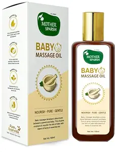 Mother Sparsh Ayurvedic Baby Massage Oil, 18 Herbal extracts and Oils - Lajjalu, tagar, Almond & Avocado Oil, 100ml