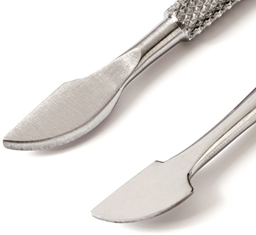 Nagelhautschieber und Nagelreiniger Set | Profi Nagel Werkzeug aus Rostfrei Edelstahl | 2-seitig Metallspatel zur Nagelpflege Maniküre, 2 stück - 3