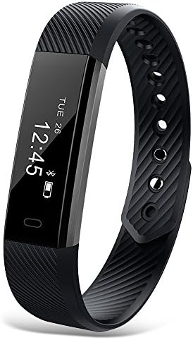 CORADO HILL Slim Remote Fitness Activity Tracker with Touch Screen - Calorie Counter - Pedometer - Sleep Monitor - Bluetooth - Sedentary Alerts - Smart Fitness Watch with Time/Date/Stopwatch/Alarm - Call and Message Notifications with caller ID for Android / iOS - VeryFit Free App (Black)