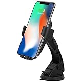 Fast Wireless Car Charger, iPhone 8/8 Plus/ X Wireless Fast Charger, 360° Degree Rotating Qi Wireless Charging Car Mount Air Phone Holder for Samsung Galaxy Note 8/ S8/ S8+/ S7/ S6 Edge+/ Note 5, Black