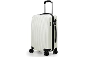 FOSANI Cabin Suitcase |Aluminium Telescopic Handle | Lightweight Hard Shell Suitcases |3 Digit Combination Lock | 4 Silent Dual Spinner Wheels (White, Cabin 20'')