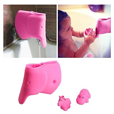 Générique Eau du Robinet Enfant Bain Lave Mains Extension de Robinet Salle de Bain Protection Sécurité pour Enfant Bébé Sécurité Forme de AnimaleRose éléphant