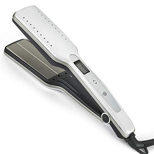 Hair Straightener Electric Splint Adjustable Temperature Digital Display Curling Iron White