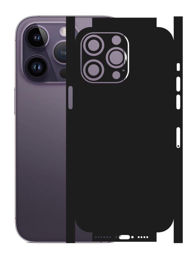 AtOdds - Compatible for iPhone 14 PRO MAX - Mobile Back Skin Sticker - Lamination - Rear Screen Guard Protector Film Wrap (Coverage - Back+Camera+Sides) (Design - Matte Black)