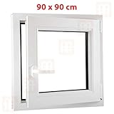  Kunststofffenster  90x90 cm (900x900 mm)  weiß  Dreh-Kipp-Fenster  rechts  6 Kammern