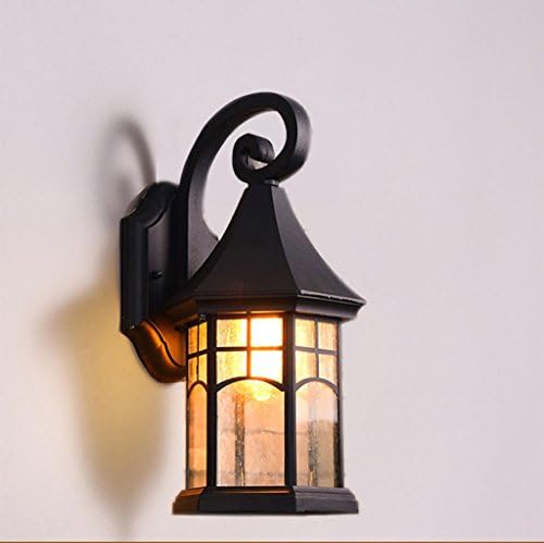 E27 Outdoor Interior Aluminum Wall lamp Glass lampshade Shade Retro Hotel Cafe Balcony Corridor Staircase Exterior Wall lamp (Color : Black Color)
