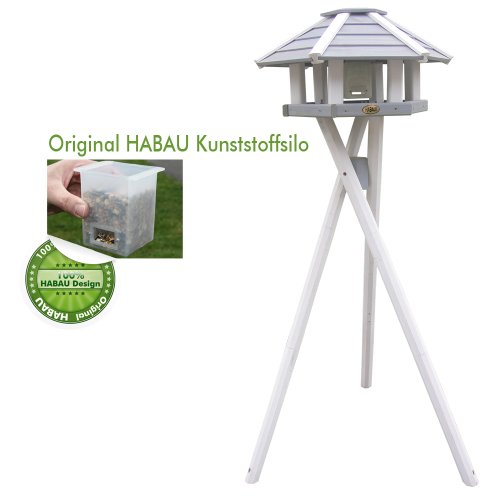 Habau 2518 Vogelhaus Ottawa mit Silo und Ständer, grau/weiß - 3