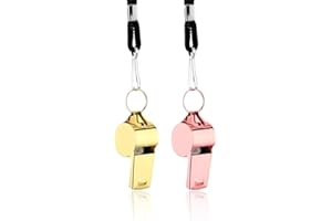 WeddHuis Lot de 2 Sifflets en Acier Inoxydable avec Lanière pour Arbitre, Sport Scolaire, Entraînement Canin