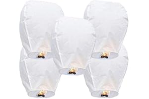 LABOTA 5 Pack Chinese Sky Lanterns, Eco-Friendly, Floating Lanterns for Outside Flying, Lanterns to Release in Memory, Perfect for Birthdays, Eid, Funerals, and Memorial Days