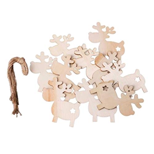 JiXUN 2019 New 10pcs/pack DIY Christmas Deer Head Reindeer Xmas Tree Hanging Wooden Pendants Ornaments Party Decorations for Home Kids Gifts in fine style(None elk 7.5 * 8cm)