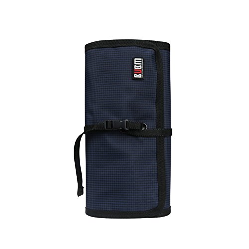 BUBM Neue Wrap Universaltasche Reisetasche für Elektronikzubehöre Elektronik Organizer wie iphone 6S, 4 Flächer, Dunkelblau