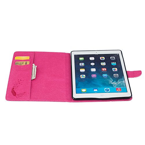 iPad Air Hülle, Deenor Stilvoll 3D Drucken Feather und Vögel Serie Brieftasche Tasche PU Leder Flip Protective Stand Tasche Schutzhülle Hülle für Apple iPad Air (2013 Version).[ Feather-Pink] - 8