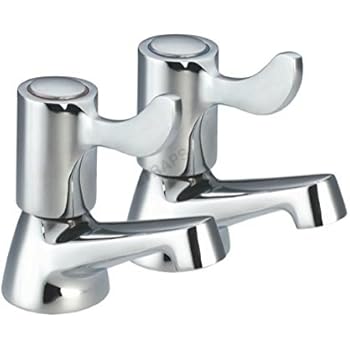 2pcs ETrademart Bathroom Basin Taps Pair, 1/2" BSP Chrome-Plated Brass Lever Si | UK