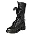 Produktbild Stiefel Damen Frauen Retro Schuhe PU-Leder-Mittelstiefel Rutschfeste Round Toe Lace-Up Stiefel LANSKIRT