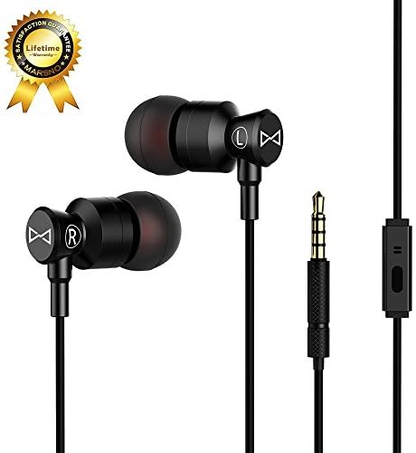 Marsno® M1 Wired Metal In Ear Headphones, Noise Isolating Stereo Bass Earphones With Mic&amp;Remote，Dynamic Drivers Provide Stereo &amp; Crystal Clear Sound (Black)