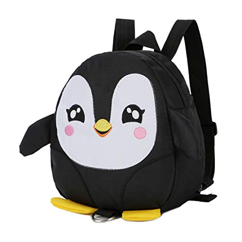 Preisvergleich Produktbild Lisay Mädchen Mini 3D Kinderrucksack Kawaii Regenschutz Kindergartentasche Leichter Nylon Schulrucksack Pinguin TravelLite Kinder Rucksack (Schwarz)