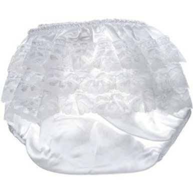 Great value satin lace frill knickers by Soft Touch - White - 0-6 Months