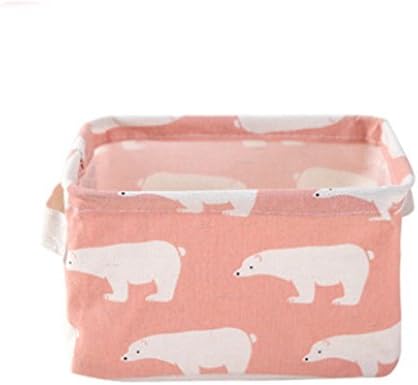 Fangou Storage Box Mini Linen Makeup Organizer Waterproof Bathroom Tool Folding Storage Of Children'S Toys 20 * 16 * 13Cm Pink Polar Bear Pattern