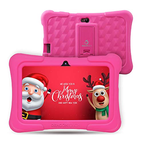Dragon Touch Kinder Tablet, Y88X Plus Kindertablet Pad Lerntablet für Kids, Android 8.1 OS 7" IPS-Display 1 GB Ram 16 GB Rom Kidoz & Google Play vorinstalliert mit Kid-Proof-Hülle (Rosa)