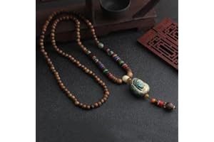 HXSCOO Amplificatore Pendente con Perline in Legno Mala Buddista Lungo Nepal Vintage; Collana Etnica Boemia Boho Buddha Fortunato Gioielli for Donna Uomo (Color : Style7)
