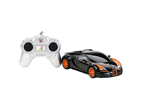 Bugatti Veyron Remote Control Car for Kids â€“ PL611 Electric Radio Controlled Bugatti Veyron 16.4 Grand Sport Vitesse RC Car â€“ Indoor Bugatti RC Car â€“ Official 1:24 Model â€“ RTR, EP (Black/Orange)