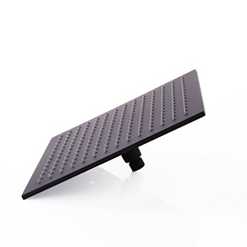 jiayoujia Modern Rainfall Duschkopf, viereckig Messing massiv in Pure schwarz, schwarz, Shower Head Size – 300 mm - 2