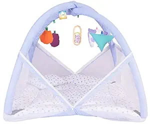 Bantoo New Born Baby Boys & Baby Girls Bedding Set Mattress with Mosquito Net for 0-6 Months Infants (Blue)