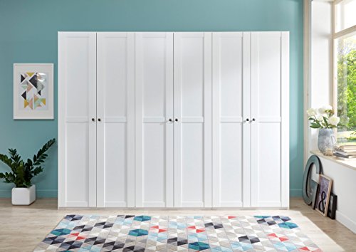 lifestyle4living Drehtürenschrank, Kleiderschrank, Spiegeltüren, Wäscheschrank, Landhausstil, Schlafzimmerschrank, Schranksystem, Aufbewahrung, alpinweiß, weiß
