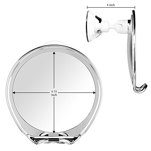 Miusco Fogless Duschspiegel Mit Eingebautem Halter Für Rasierer, Flexiblem Rotationsarm, Leistungsfähiger Saugnapfhalterung, Chrom, Rund - 3