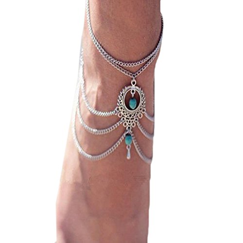 Ularmo Frauen Strand barfuß Sandal Foot Türkis Schmuck Fußkette Kette Quaste