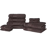Dreamscene – Juego de toalla de lujo, 100% algodón egipcio, Chocolate, 10 unidades)