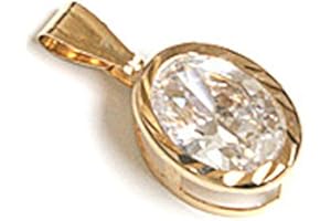 PENINSULA JEWELLERY 9ct Gold Oval Cubic Zirconia Diamond Cut Pendant without chain