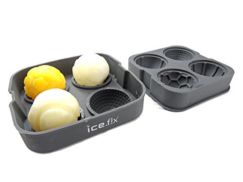 IceFix – XXL Eiskugelform für 4 Kugeln ★ NEUHEIT ★ 5cm Eiskugeln in Fußballlform ★ sportlich runde Eisbälle statt langweilige Eiswürfel ★ XXL Ice Balls für Kinder – von IceFix – Silikon Eisform – Eisbereiter | 2 Jahre Garantie (4er Form) - 7