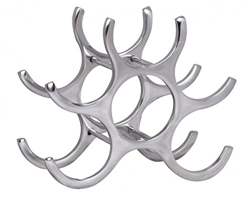 FineBuy Weinregal Design 24 cm für 6 Flaschen Aluminium Silber - 2