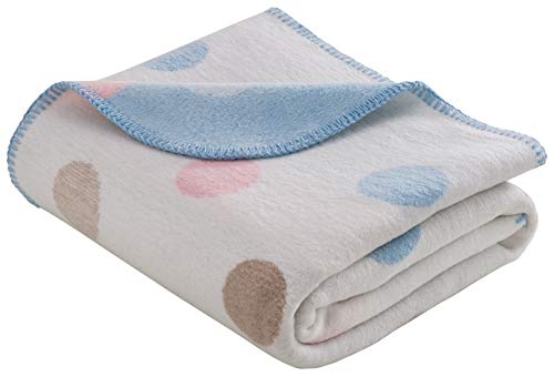 Preisvergleich Produktbild Babydecke / Kuscheldecke für Babys, Baumwollmischgewebe, 100x120 cm, Bunt - Punkte