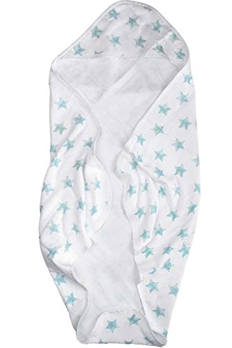 Preisvergleich Produktbild Haton Kapuzenbadetuch Mull Stars 5 Farben (türkis)