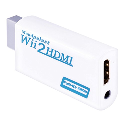 Preisvergleich Produktbild Mondpalast @ Wii zu HDMI Konverter Wii2HDMI Adapter 1080P Full HD mit 3,5 mm Stereo-Audio-Buchse für Nintendo WII wii Konsolen Monitor HDMI HDTV Beamer
