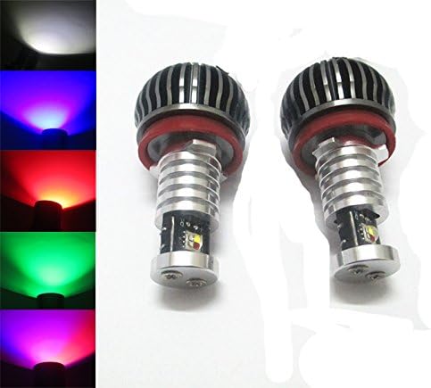 2X 80W Multi-Color RGB Error Free H8 CREE LED Angel Eyes Halo Ring Light Bulbs