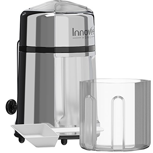Hand-Eiszerkleiner Innovee aus rostfreien Zink-Legierung Baustruktur – Die aus Kohlenstoffstahl 430 gemachten Klingen zerkleinern das Eis zu Ihrer gewünschten Größe – Rutschfest – Einfach zu bedienende Handkurbel – Verchromte Oberfläche - 3