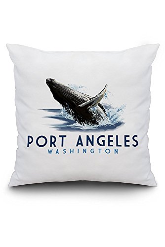 Port Angeles, Washington - Humpback Whale (20x20 Spun Polyester Pillow Case, Custom Border)