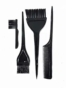 DEXO Professional Hair Coloring Dyeing Kits Combo of 4 Pcs Hair Coloring Dye Brush And Comb For Home and Salon Use Pack of 1, Black