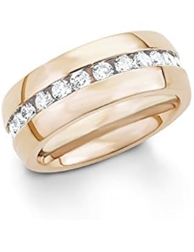 s. Oliver Damen-Ring Edelstahl teilvergoldet Zirkonia weiß Rundschliff - 5399